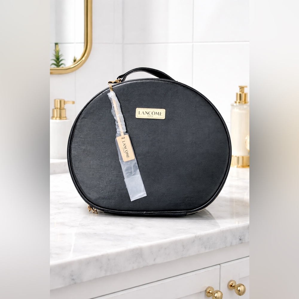 Lancôme Paris Cosmetic Train Case | Black Faux Leather | Large | NWOT